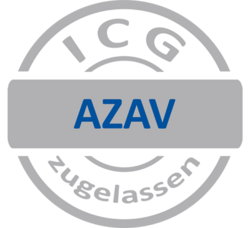 AZAV zugelassen Bild zeigt das Logo der AZAV-Zertifizierung. Akkreditierungs- und Zulassungsverordnung Arbeitsförderung