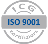 ISO 9001 zertifiziert Bild zeigt das Logo zur ISO 9001-Zertifizierung. International anerkanntes Qualitätsmanagementsystem
