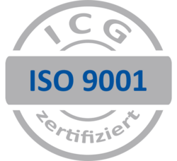 ISO 9001 zertifiziert Bild zeigt das Logo zur ISO 9001-Zertifizierung. International anerkanntes Qualitätsmanagementsystem